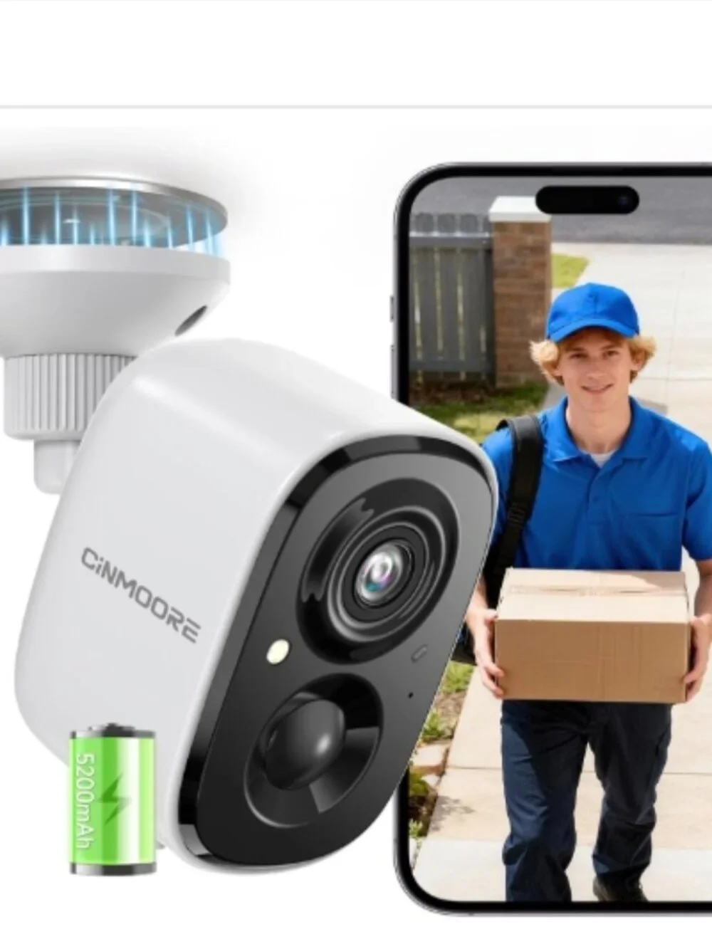 2.5K Security Camera Wireless Outdoor, 2.4G WiFi Battery Powered Indoor Camera,